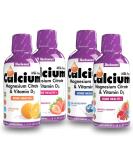 Bluebonnet Liquid Calcium Citrate Magnesium Citrate Vitamin D3 Bundle - 4 Bottles, 16 Fl Oz Each (64 Fl Oz) - Orange, Blueberry, Strawberry, Mixed Berry Flavors - Bone Health Supplement - Buy Online on GoSupps.com