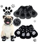 Anti Slip Dog Socks with Adjustable Strap for Indoor Traction Control - Black/Gray S (8 Pieces) - Buy Online on GoSupps.com