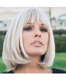 HAIRCUBE Creamy White Short Bob Wig with Bangs - 12 Inch Heat Resistant Synthetic Wig for Women - Buy Online on GoSupps.com