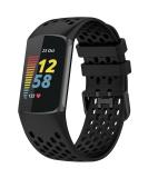 TopPerfekt Adjustable Silicone Sport Band for Fitbit Charge 5 - Breathable Replacement Wristband Bracelet for Men and Women - Black - Buy Online on GoSupps.com