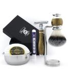 Classic Old-School Men's Shaving Set | Synthetic Brush DE Safety Razor Engraved Bowl & Soap - International Shipping Available - Buy Online on GoSupps.com