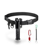 MEEYO Fishing Waist Belt Rod Holder | Adjustable Black Belt with Magnetic Buckle and Lanyard - Buy Online on GoSupps.com
