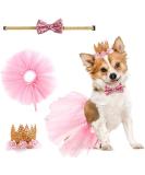 Zhenp Dog Wedding Dress Set - 3 Pieces Tutu Rock for Dogs Princess Crown Birthday Outfit & Collar for Little Pets - Buy Online on GoSupps.com
