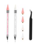Wax Pencil for Rhinestones Wax Pen Rhinestone Picker Dotting Pen 2 Pieces Acrylic Handle Dual-Ended Rhinestones Pen Applicator Jewel Picker Tool with 4 Extra Wax Tips and 1 Nail Art Tweezer - Buy Online on GoSupps.com