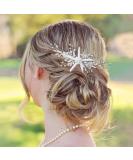 Starfish Bride Wedding Hair Comb - Silver Crystal & Pearl Beach Bridal Hair Piece for Women and Girls - Buy Online on GoSupps.com