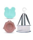 VOVCIG 3pcs Makeup Brush Cleaner Mat & Portable Drying Net - Silicone Cleaning Pad for Sponges & Powder Puffs - Foldable Washing Tools for Easy Brush Care - Buy Online on GoSupps.com