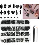 Black Nail Gems Rhinestones Set with Big Charms - 2680pcs | DIY Nail Art Supplies for Makeup & Crafts - Buy Online on GoSupps.com