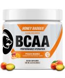 Honey Badger BCAA Amino Acids Powder - Peach Mango Flavor | Vegan Keto BCAAs + EAA for Men & Women | Electrolytes for Hydration & Recovery | Sugar Free & Paleo - 30 Servings - Buy Online on GoSupps.com