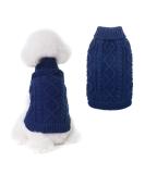 BINGPET Turtleneck Dog Jumper - Classic Cable Knit Sweater for Dogs Cats - X-Small Navy Blue | Warm Winter Pet Clothes - Buy Online on GoSupps.com