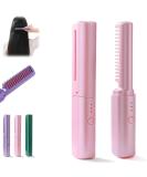 Rechargeable Mini Hair Straightener Comb - Portable Cordless Styling Tool with 3 Temperature Settings - 7.28in Pink for Effortless International Use - Buy Online on GoSupps.com