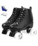 Magnitt Women's Adjustable High-top Roller Skates - Black Leather Double Row Skates - Indoor/Outdoor - Size 38US7 - Buy Online on GoSupps.com