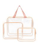 3 Pieces Clear Travel Makeup Bags Set - TSA Approved Toiletry Organizer Storage Cubes with Zipper, Waterproof PVC Transparent Design - Pink - Buy Online on GoSupps.com