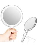 Queekay Double-Sided Handheld Mirror with Stand - 1X/10X Magnification, Clear Adjustable Round Makeup Mirror for Women - Ideal for Home and Travel - Buy Online on GoSupps.com