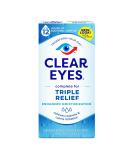 Clear Eyes Triple Action Lubricant/Redness Reliever Eye Drops 0.5 fl oz (15 ml) - Buy Online on GoSupps.com