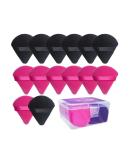 14 Pieces Cotton Velour Powder Makeup Sponge Set | Washable Reusable Triangle Puffs - Black & Red - Buy Online on GoSupps.com