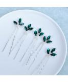Green Rhinestone Bride Hair Accessories - 5 Pack Crystal Bobby Pins for Bridesmaids and Wedding Hair Pieces - Buy Online on GoSupps.com