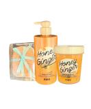 Victoria's Secret PINK Honey Ginger Gift Set - Body Lotion Body Scrub Sponge & Soap Tray - International Shipping Available - Buy Online on GoSupps.com