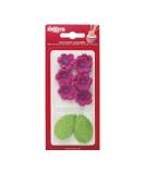 Dekora - Box of 8 Fuchsia Sugar Flowers and 5 Green Leaves - Edible Cake Toppers - Sugar Cake Decoration - Birthday Sugar Cake Decoration - Buy Online on GoSupps.com