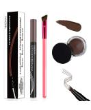 Anjoize 4D Hair Stroke Eyebrow Stamp Brush Kit - New 2023 Laminated Grooming Set | Gray Brown - Buy Online on GoSupps.com