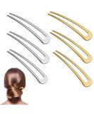 Sertay 6-Piece Geometric Hair Stab Forks | Alloy U Shadow Hairpins for Weddings Parties & Special Occasions - Gold & Silver - Buy Online on GoSupps.com