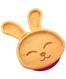 Nohla Baby Weaning Suction Plate - Billie the Bunny - Cherry - 100% Bamboo & FDA Silicone - Spill-Proof Base - BPA-Free - Ideal for 6 Months - Buy Online on GoSupps.com