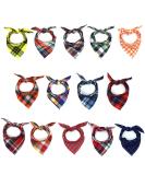 SLSON 14 Pack Dog Bandanas Plaid Dog Scarf Washable Triangle Pet Bibs Kerchief for Puppy Small Dog and Medium Dog Cat Pets - Buy Online on GoSupps.com