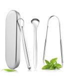 Boenfu Stainless Steel Tongue Cleaner Set - 3 Piece Tongue Scraper for Bad Breath & Oral Care - Buy Online on GoSupps.com