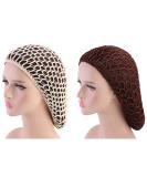 Minkissy 2 Pieces Sleeping Hair Nets - Crochet Long Hair Snood Turban for Women & Girls | Beige & Coffee - Buy Online on GoSupps.com