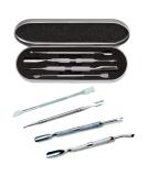 VAGA Set of 4 Professional Stainless Steel Manicure Cuticle Tools - Double Ended Pushers, Trimmers, Cutters, Scrapers - Nail Care Accessories - Buy Online on GoSupps.com