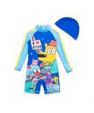 BONVERANO Baby Boys Swimsuit | Long-Sleeve UPF 50+ Sun Protection | Blue | 18-24 Months - Buy Online on GoSupps.com