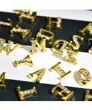 52 Pcs Glitter Gold 3D Metal Nail Studs Decoration Set - Capital English Letters & Rhinestone Combo for DIY Nail Designs | Women's Nail Art Supplies - Buy Online on GoSupps.com