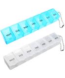 2Pcs Pill Box Organizer Travel Tablet Box 7 Days with Compartments - White and Blue - Buy Online on GoSupps.com