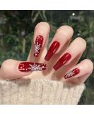 Vatocu Christmas False Nails - Long Xmas Snowflakes Glitter Ballerina Press on Nails (24pcs) - Acrylic Stick on Nails for Women and Girls - Buy Online on GoSupps.com