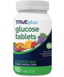TRUEplus Glucose Tablets - Assorted Flavors (Grape Raspberry Orange) - 50ct Bottle for Quick Energy Boost - Ideal for Diabetics - Fast International Shipping - Buy Online on GoSupps.com