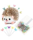 Hedgehog Pin Cushion Set with 100 Butterfly Pins for Sewing DIY Projects - Buy Online on GoSupps.com