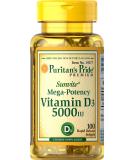 Puritan's Pride 2 Pack Vitamin D3 5000 IU - 100 Softgels - Buy Online on GoSupps.com