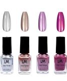 Metallic Nail Polish - Quick Dry Mirror Finish | 4 Colors: Light Pink Dark Pink Silver Rose Gold | Long Lasting 6ML Nail Varnish - No UV Required - Buy Online on GoSupps.com