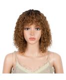 D but Short Curly Ombre Wig with Pony Curl Fringe - 12-Inch Human-Like Wig for Women (TT1B/C30) - Brown with Dark Root - 120g - Buy Online on GoSupps.com