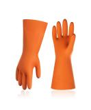 Vgo Household Gloves with Lining - Reusable Rubber Cleaning Gloves for Kitchen, Painting, Gardening - Large Size - Cold/Hot Proof - 1 Pair (Orange RB2186) - Buy Online on GoSupps.com