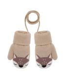JIAHG Kids Winter Knit Gloves with String - Cute Cartoon Fox Design | Toddler Hand-Warming Mittens for Boys and Girls 1-3 Years | Insulated Cold Weather Mitts - Buy Online on GoSupps.com