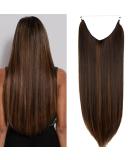 Halo Long Synthetic Hair Extensions Invisible Wire Headband 22 Inch Straight 4.4 Oz - Heat Resistant Fiber - No Clip - Dark Brown Mix Light Auburn - Buy Online on GoSupps.com