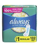 Always Ultra Thin Pads for Women Size 1 Regular Absorbency Without Wings Unscented 44 Count x 3 Packs (132 Count total) - Buy Online on GoSupps.com