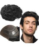 Real Hair Toupet for Men | Yanahair Wavy Poly Skin Wig | Natural Hairline | European Hair System #1B Black - Buy Online on GoSupps.com