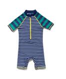 BONVERANO Baby Boys Sunsuit UPF 50+ Swimsuit with Zipper and Sun Hat - 9 Months, Stripe/Green - Buy Online on GoSupps.com