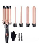Waver Curling Iron Wand - BESTOPE PRO 5 in 1 Curling Wand Set with 3 Barrel Hair Crimper for All Hair Types - Fast Heating & Stylish Pink Gold - Buy Online on GoSupps.com