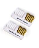 2Pcs Nail Art Drill Bit Cleaning Brushes - 2-in-1 Copper and Soft Brushes for Nail Salon or Home Use - White - Buy Online on GoSupps.com