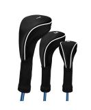 Black Golf Club Head Cover Set | Fits Driver, Fairway Woods, Hybrid | Interchangeable Tags | Golf Accessories - Buy Online on GoSupps.com