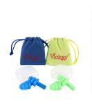 Vickay Reusable Silicone Ear Plugs 2 Pairs - 32dB NRR for Swimming, Sleeping, Snoring - Noise Reduction Hearing Protection - Includes Storage Cases and Travel Pouches (Dark Blue/Green) - Buy Online on GoSupps.com