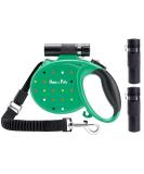 Happy & Polly Dog Leash Retractable Dog Leash Heavy Duty 5M Dog Walking Leash with Flashlight Detachable/Protective Bungee Leash/Magic Box Dispenser Poop Bags for Small Medium Dogs (Green) Green 16.4ft - Buy Online on GoSupps.com