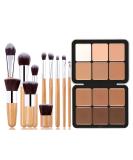 12 Color Professional Makeup Cream Contour Palette with Brush Set - Full Coverage Concealer Palette for Contouring Face Makeup - Ideal Gift for Women & Girls #6 - Buy Online on GoSupps.com
